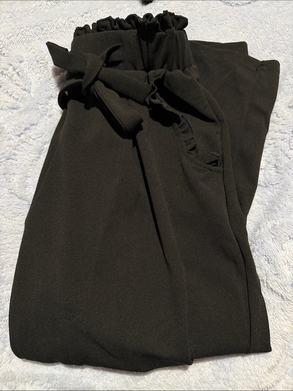 Harper Black Paperbag Waist Tie Trousers